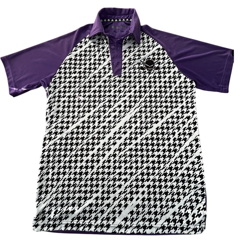 Tattoo Golf Polo Men's Purple / Black & White Skull Graphic